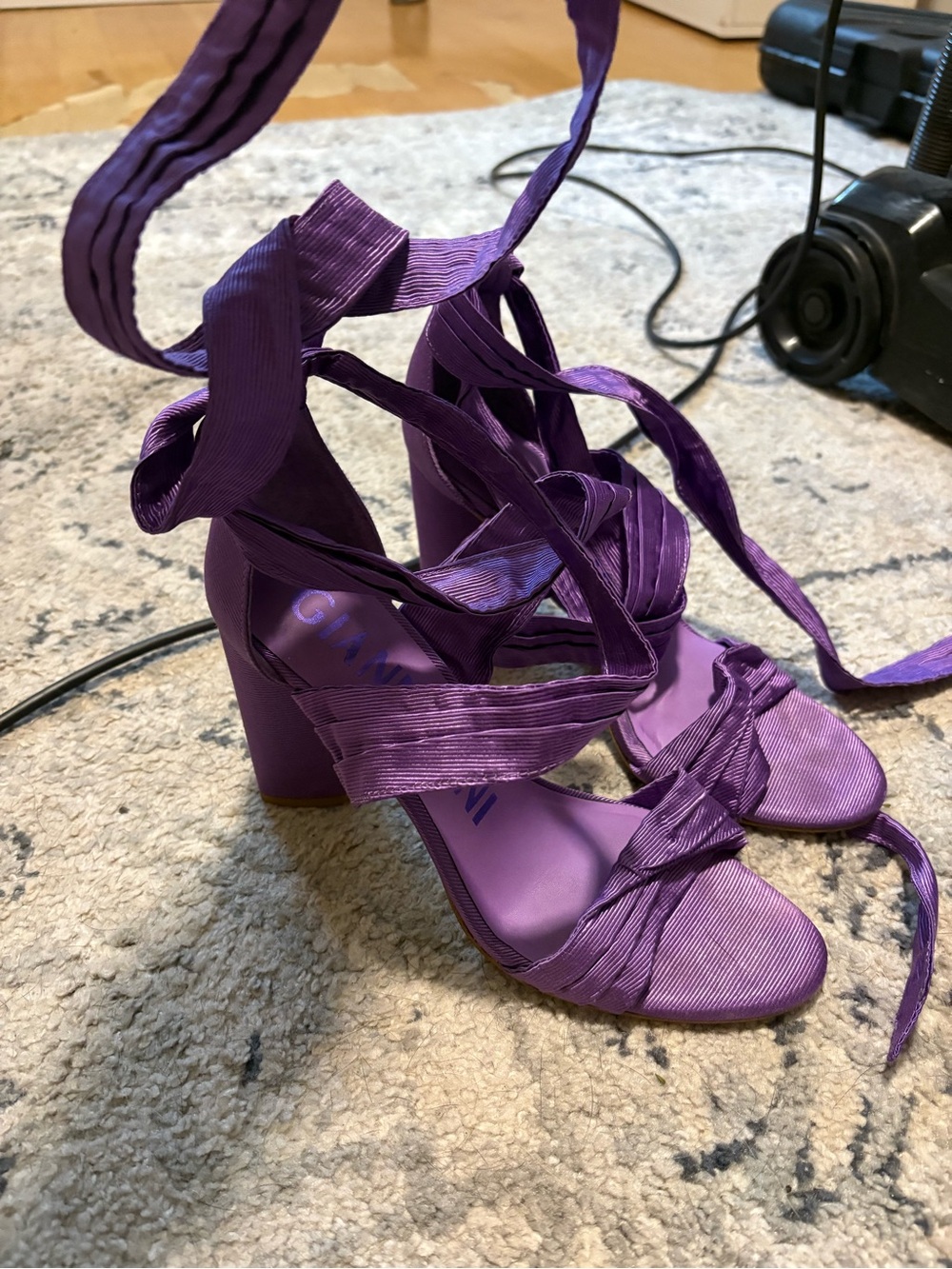 Gianni Bini Purple Lace-Up Block Heels